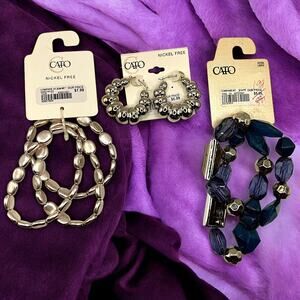 Cato Stacking Bracelets Earrings Boho Artsy Jewelry Lot of 3!